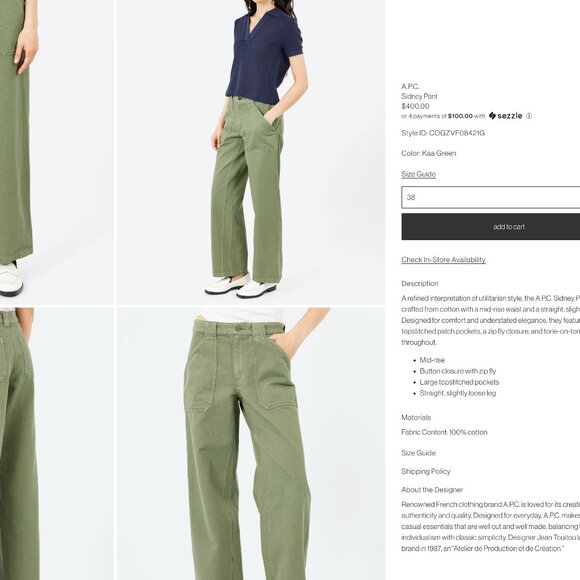 A.P.C. Sidney Pants  FR38/US6/UK10 - Picture 2 of 14